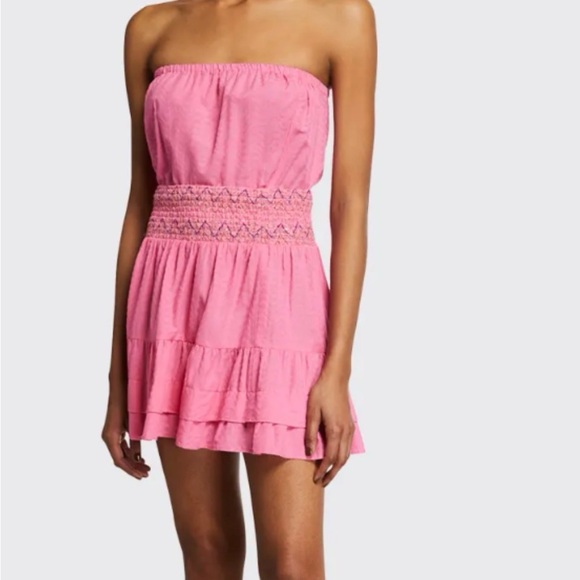 Ramy Brook Dresses & Skirts - Ramy Brook Strapless Pink Smocked-Waist Tiered Mini Dress